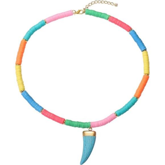 Jewelry - Handmade Polymer Clay Heishi Beads Pendant Necklace Clay Spacer Beads